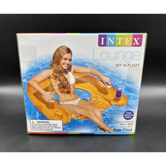 Intex Sit N Float Inflatable Lounge Pool Chair Swimming Beach Orange New In Box - Picture 4 of 14